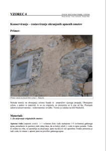 Konserviranje – restavriranje ohranjenih apnenih ometov: vzorec 4