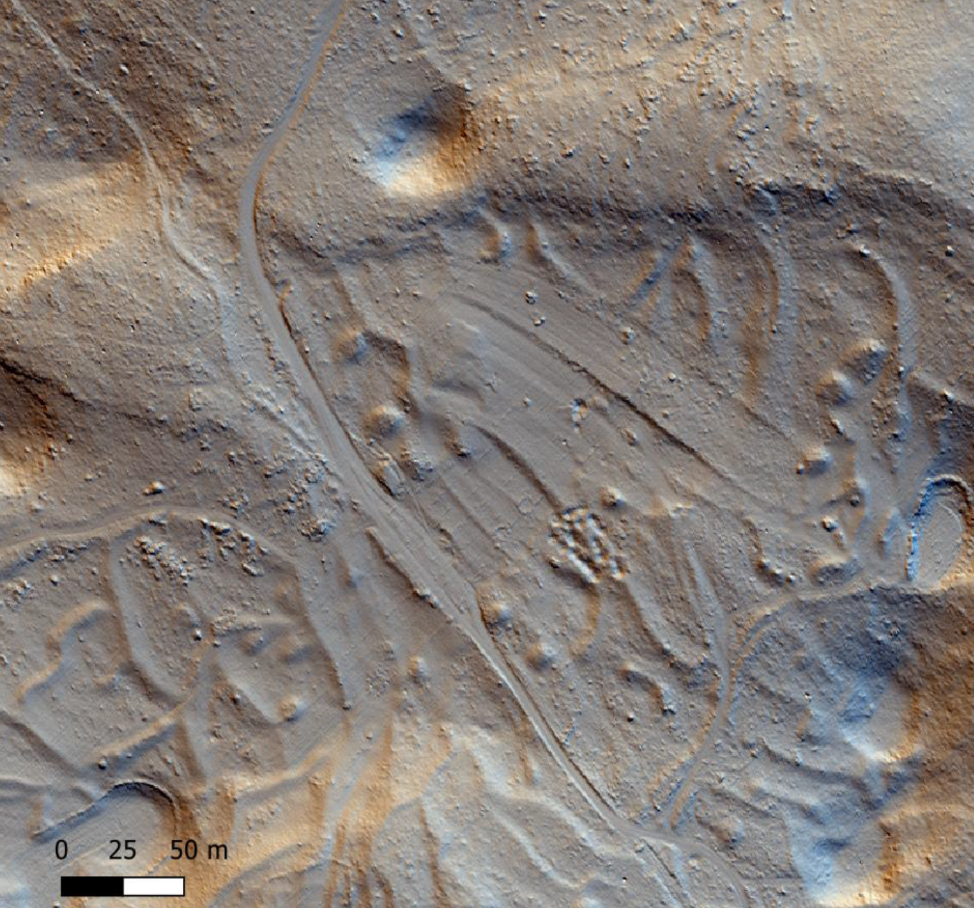 The two barrier walls in the hinterland of the Trnovo hillfort above Ilirska Bistrica; the outer one running between Sv. Ahac (left) and behind Stražica (above) and the inner one running through Stražica.